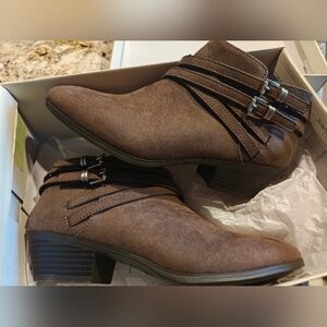 Style & Co. Double Buckle Brown Ankle Booties